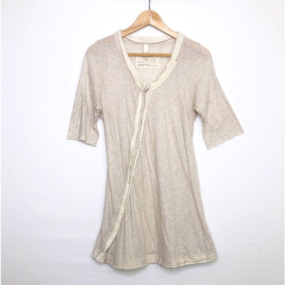 All Saints Spitalfields mixed media diagonal button down T-shirt - Picture 1 of 8